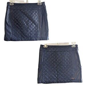 Vtg Y2K 2008 ABERCROMBIE & FITCH Navy Blue Quilted Pleather Mini Skirt Sz 2 W26